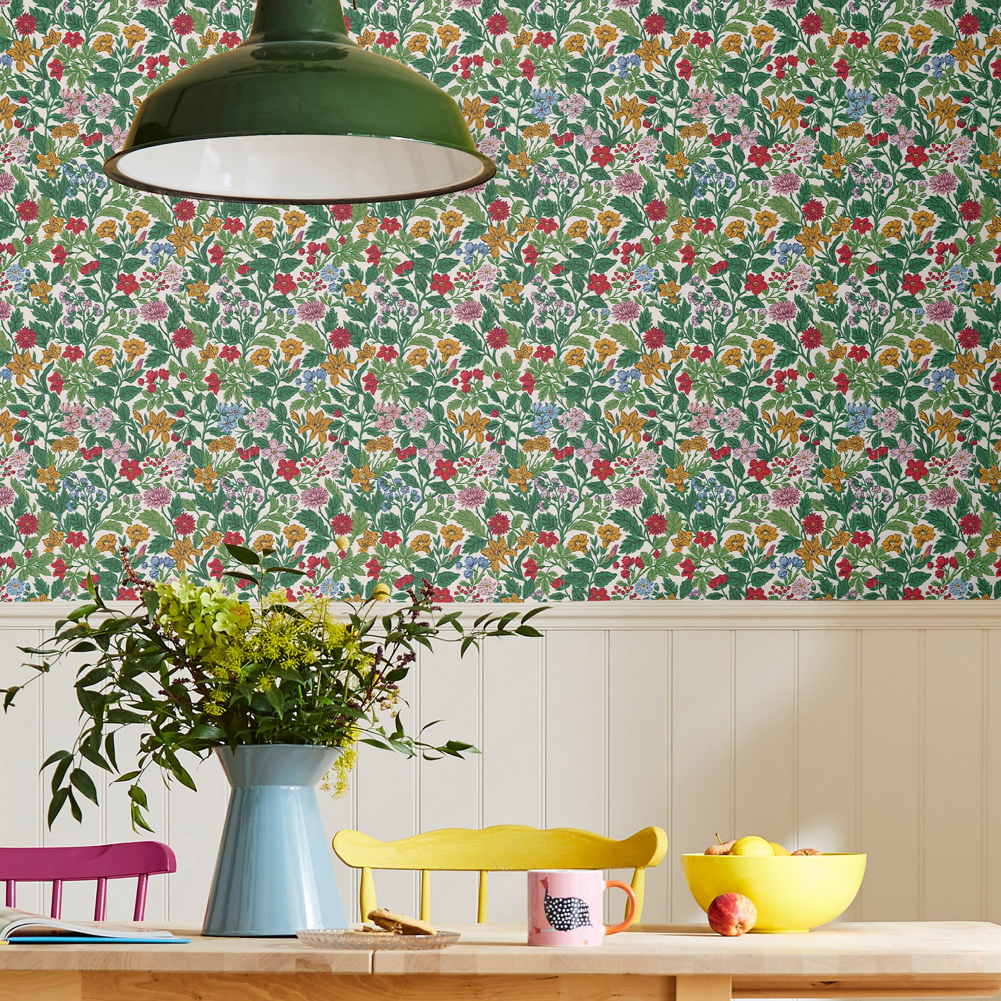 Arts Crafts Floral Wallpaper 118543 By Joules In Rainbow Multi